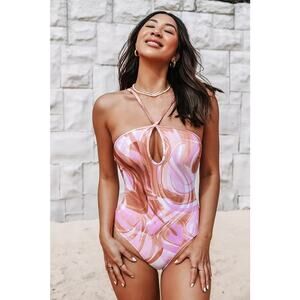 NWT Cupshe Arizona Road Trip Keyhole Halter One Piece Swimsuit